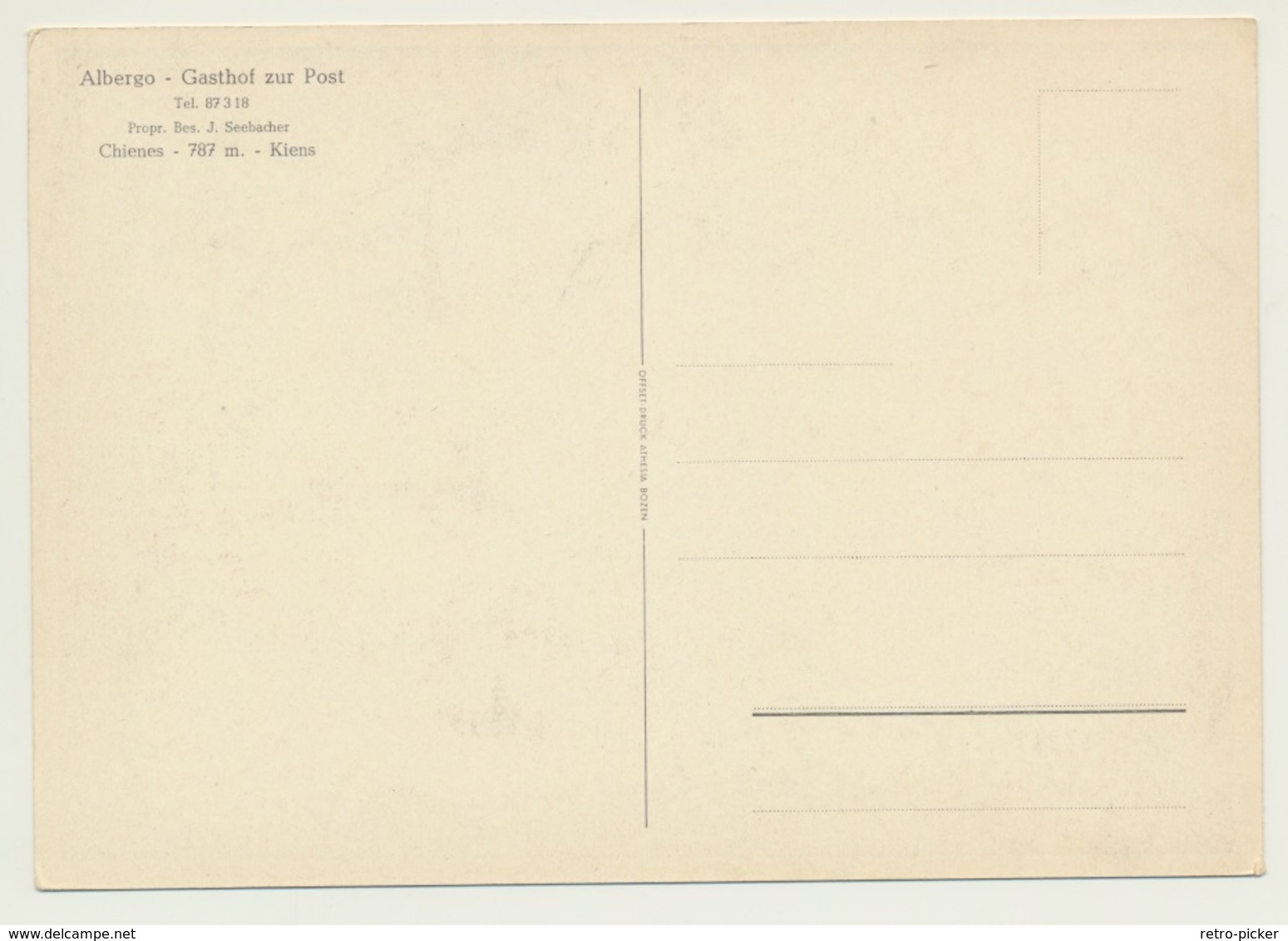 AK  Albergo Gasthof Zur Post Chienes Kiens - Sonstige & Ohne Zuordnung