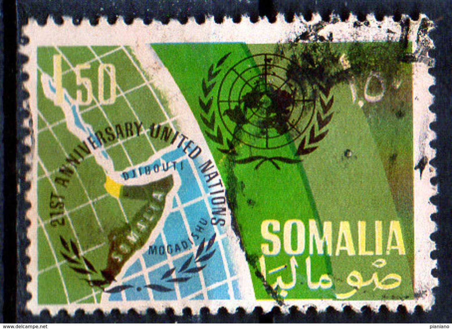 PIA - SOMALIA - 1966: 21° Anniversario Dell' ONU - Emblema E Carta Della Somalia  - (Yv  54) - Somalie (1960-...)
