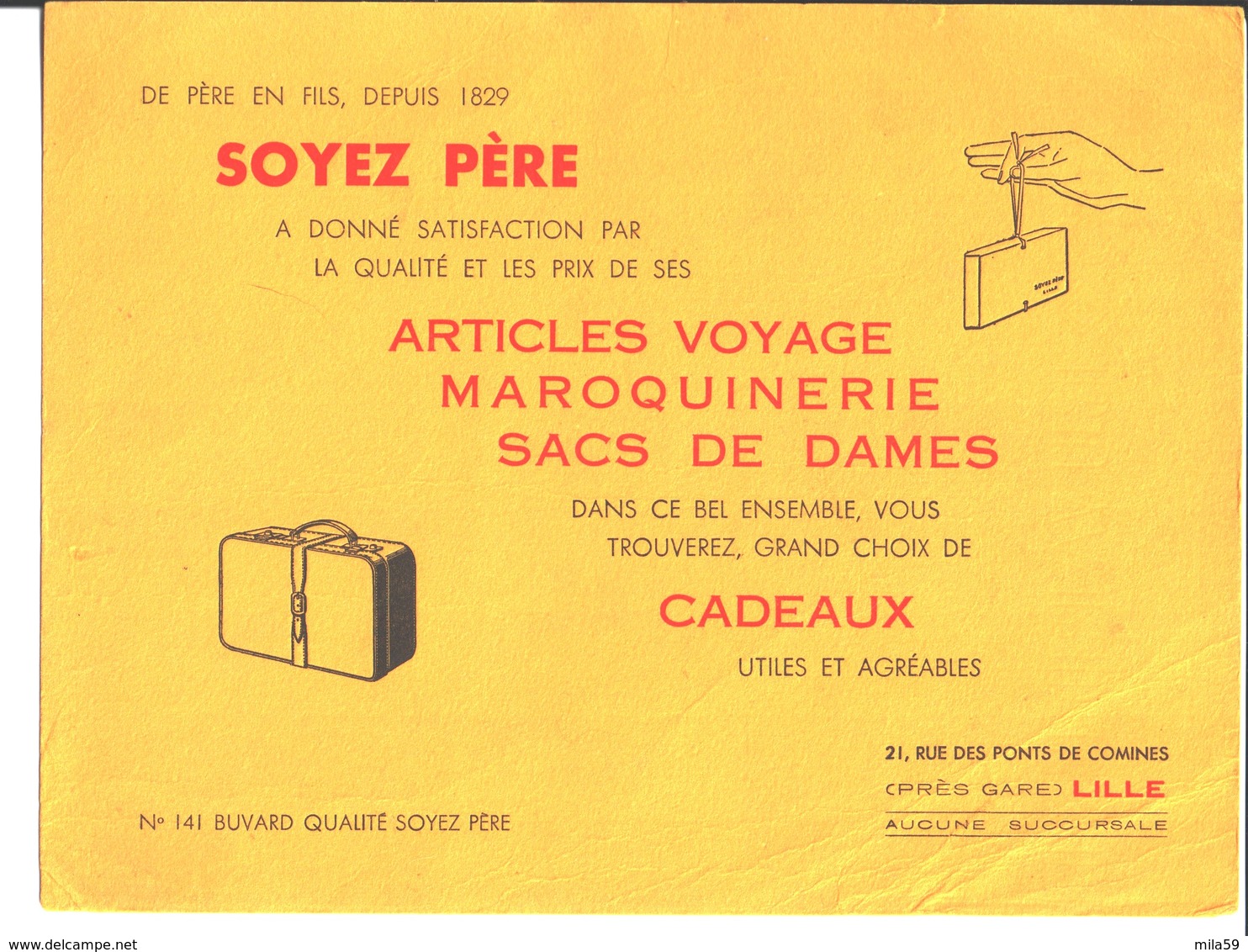 De Père En Fils Soyez Père. Maroquinerie, Sacs De Dames, Articles De Voyage, Cadeaux.. Lille. N° 141; - M