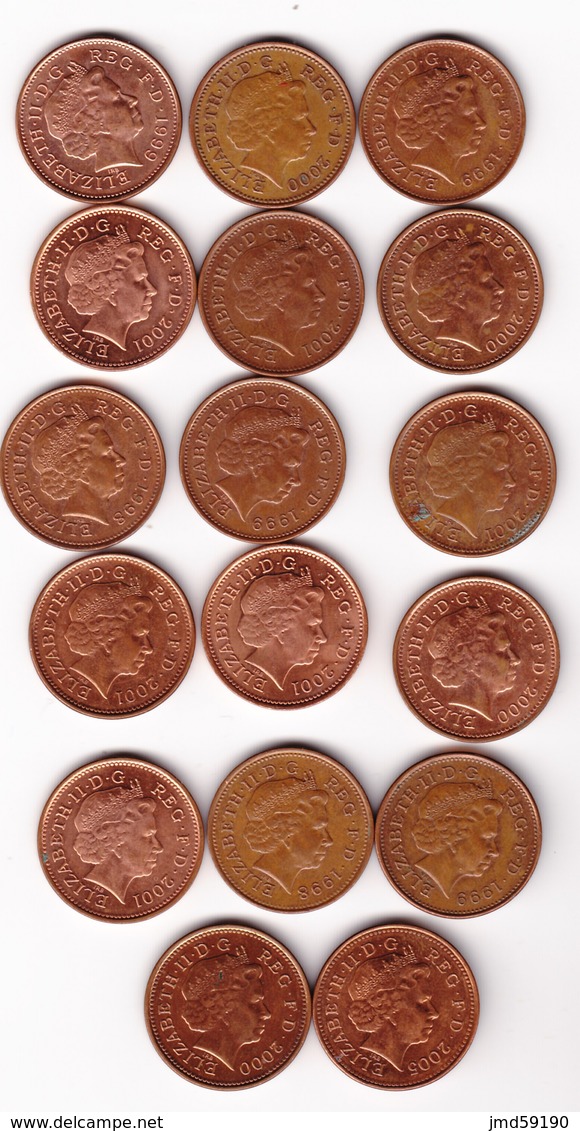 MONNAIE Grande-Bretagne - Lot De 17 Pièces De 1 PENNY De 1998 à 2005 - 1 Penny & 1 New Penny