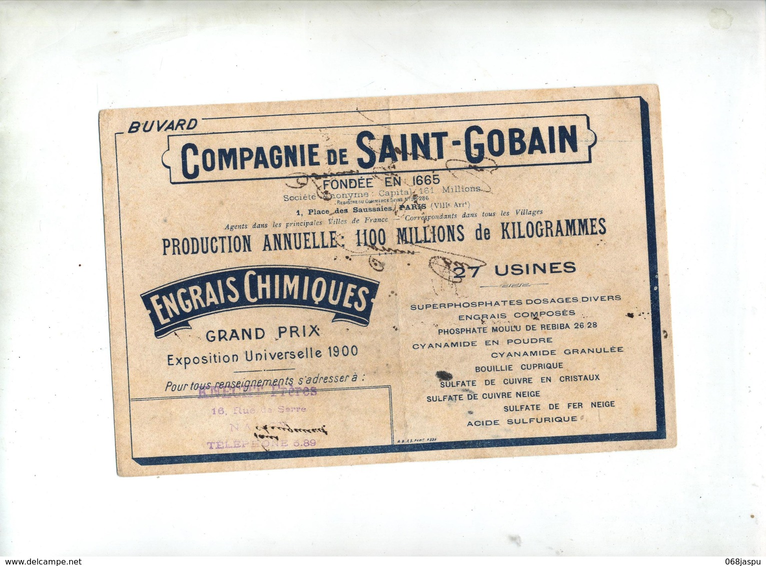 Buvard Saint Gobain Engrais - Autres & Non Classés