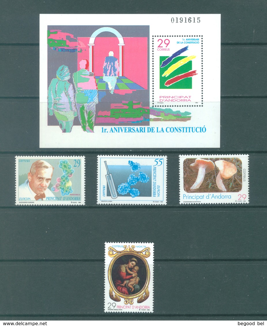 ANDORRA  - 1994 - MNH/**  - YEAR COMPLETE - Yv 227-230 BLOC 3 -  Lot 19167 - Neufs