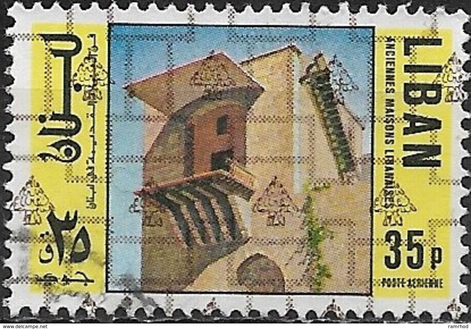 LEBANON 1978 Lebanese Domestic Architecture Overprinted With Pattern - 35p - Multicoloured FU - Libanon