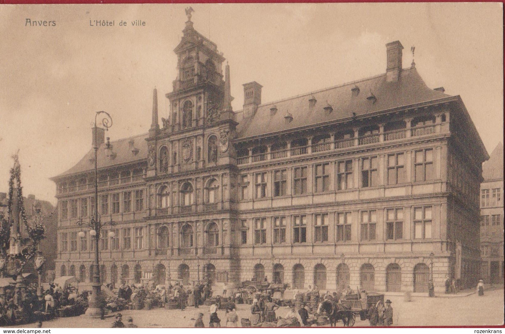 Antwerpen Anvers L' Hotel De Ville Stadhuis La Grand Place Grote Markt Geanimeerd Marche (In Zeer Goede Staat) - Antwerpen