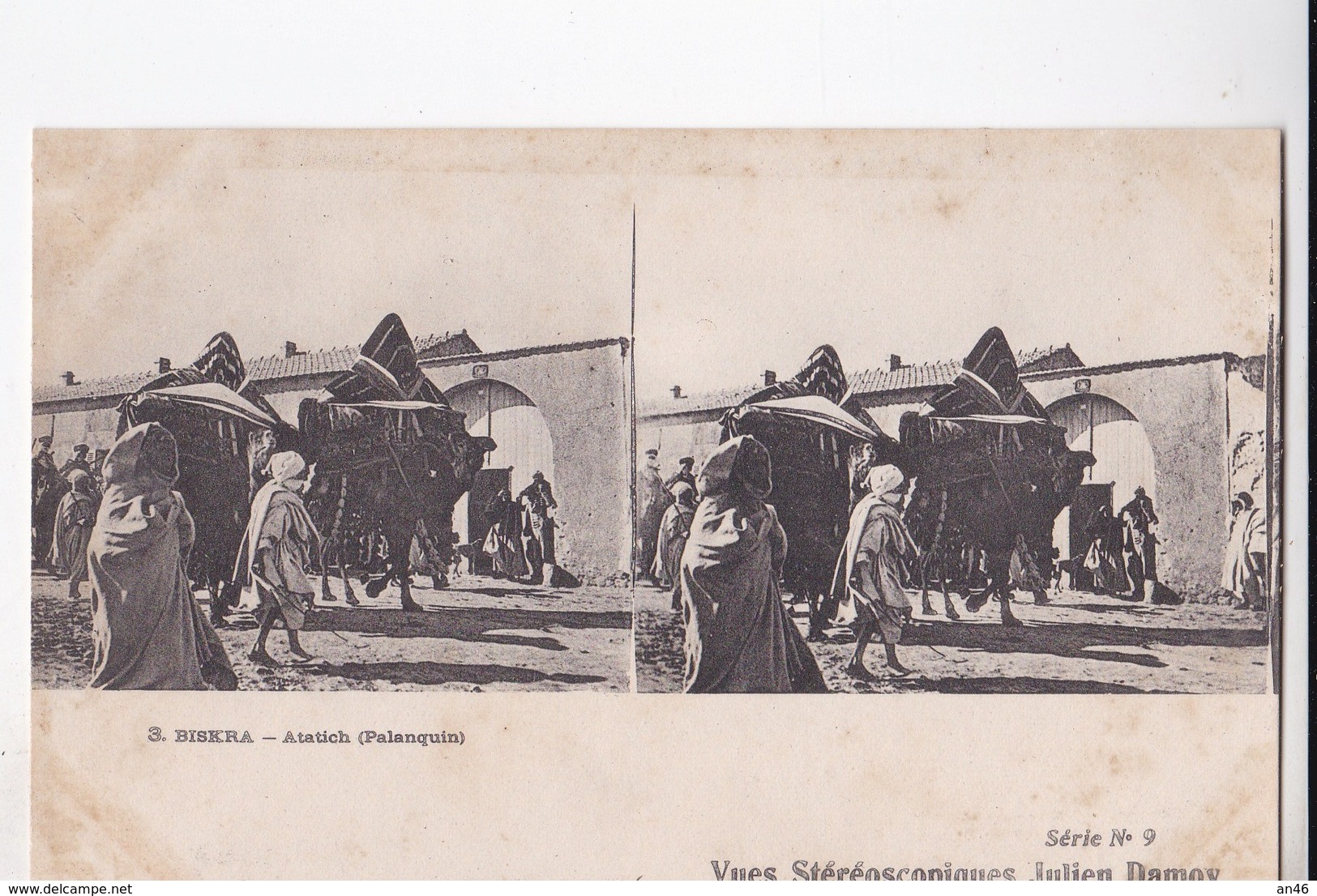 BISKRA ATATICH   VUES STEREOSCOPIQUESS JULIEN DAMOY SERIE N. 9 AUTENTICA 100% - Stereoscope Cards