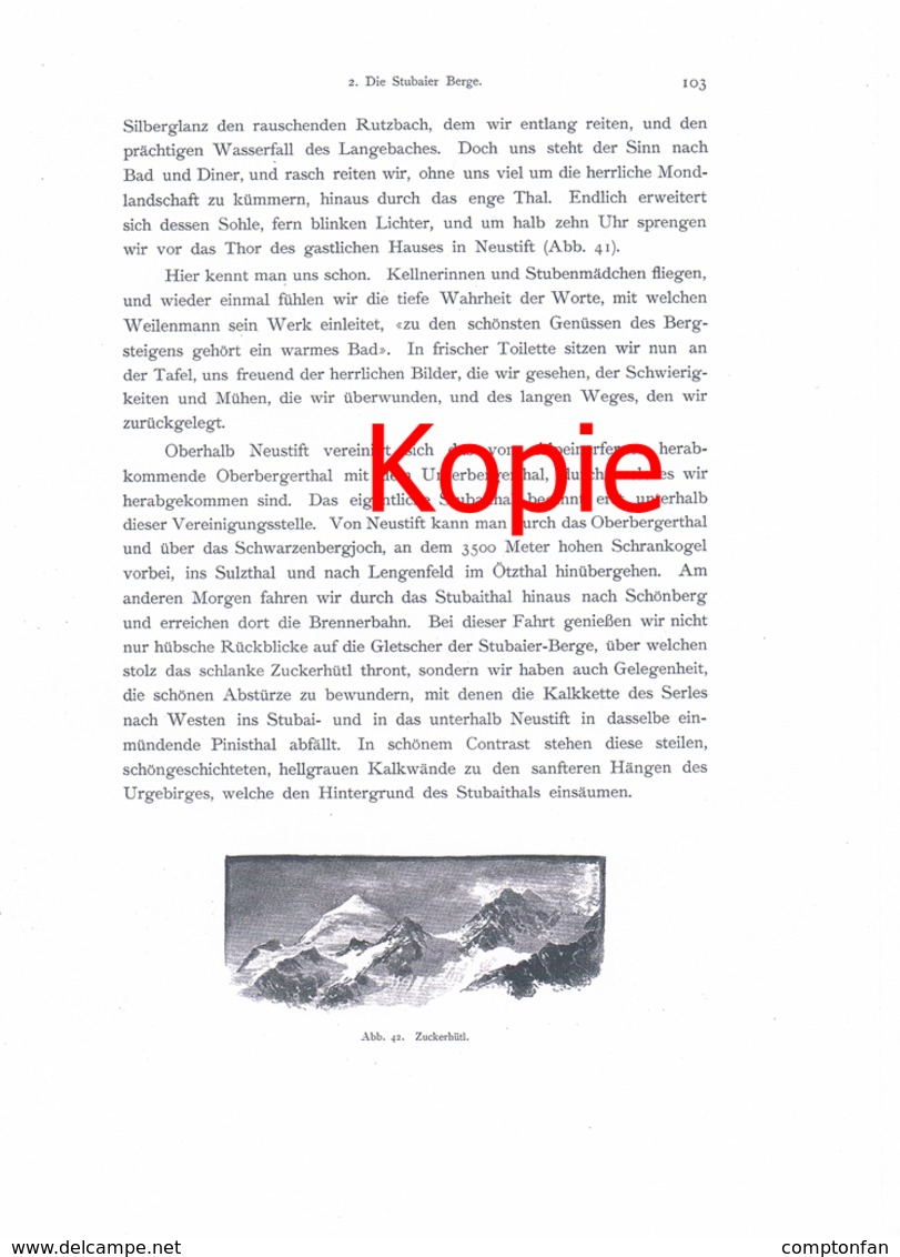 A102 317 - E.T.Compton Stubaital Ridnauntal Zuckerhütl Artikel Mit 2 Bildern 1896 !! - Andere & Zonder Classificatie