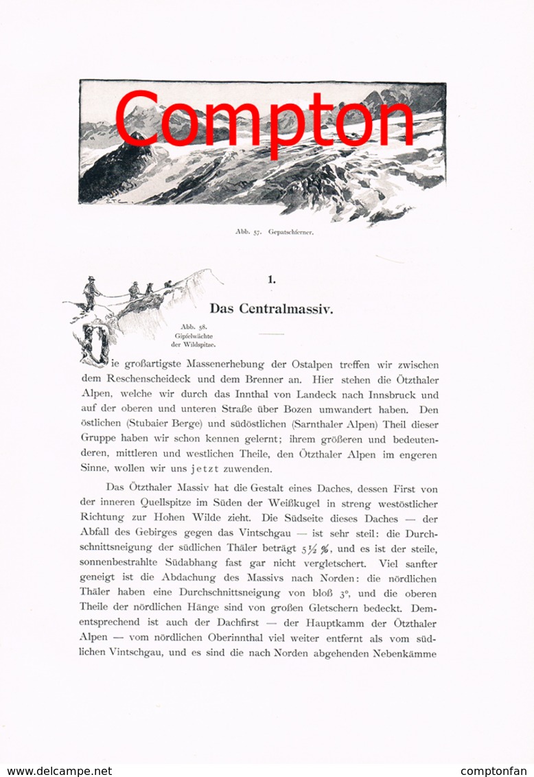 A102 320 - E.T.Compton Ötztal Berge Bergsteigen Artikel Mit 4 Bildern 1896 !! - Other & Unclassified