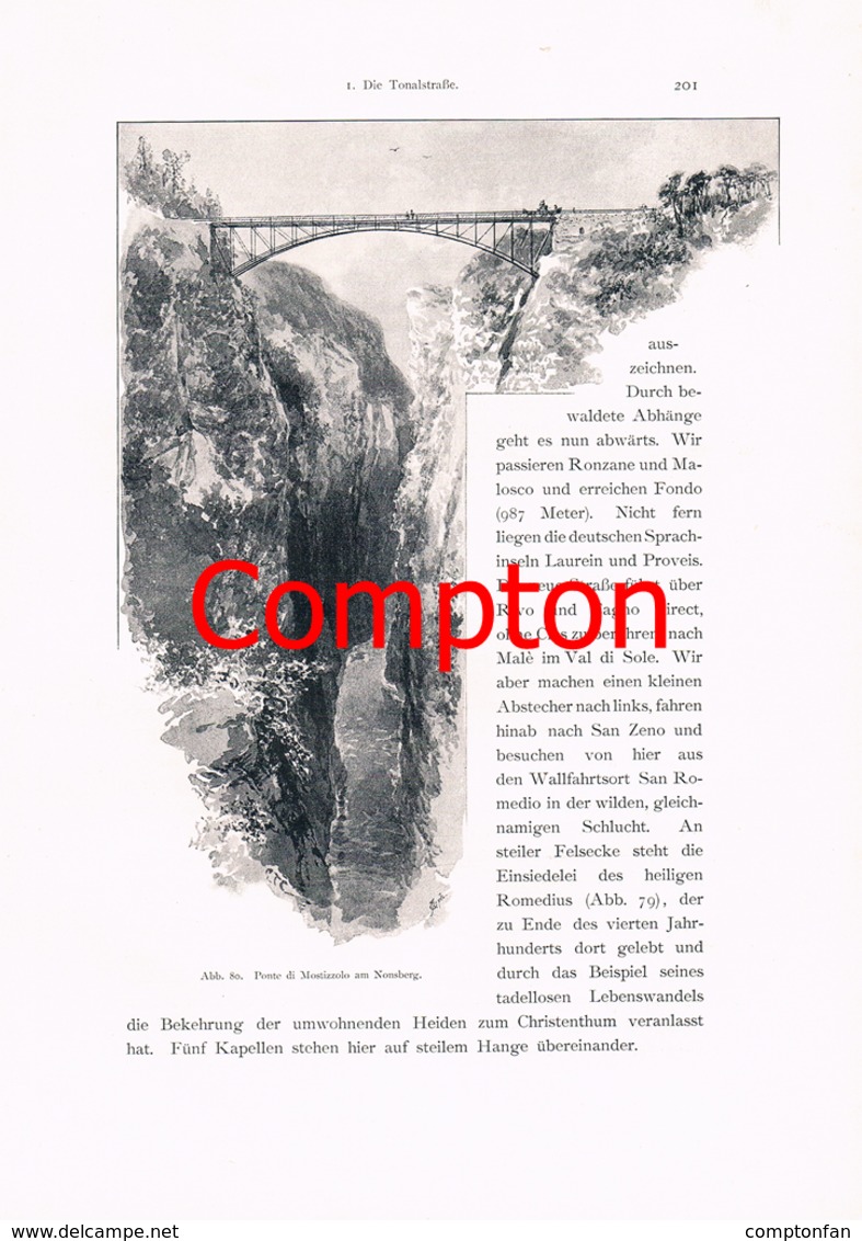 A102 324 - E.T.Compton Tonalestrasse Nonsberg Cles Artikel Mit 4 Bildern 1896 !! - Andere & Zonder Classificatie