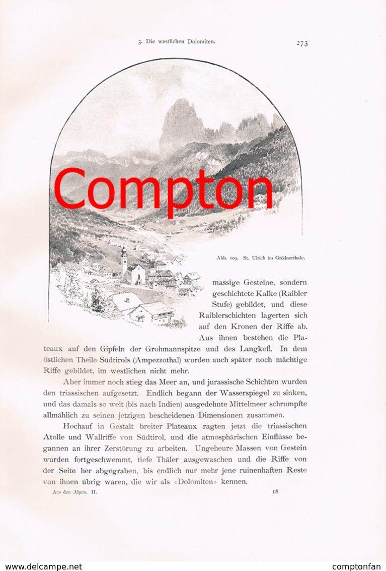 A102 329 - E.T.Compton San Martino Gröden Palagruppe Artikel Mit 6 Bildern 1896 !! - Andere & Zonder Classificatie
