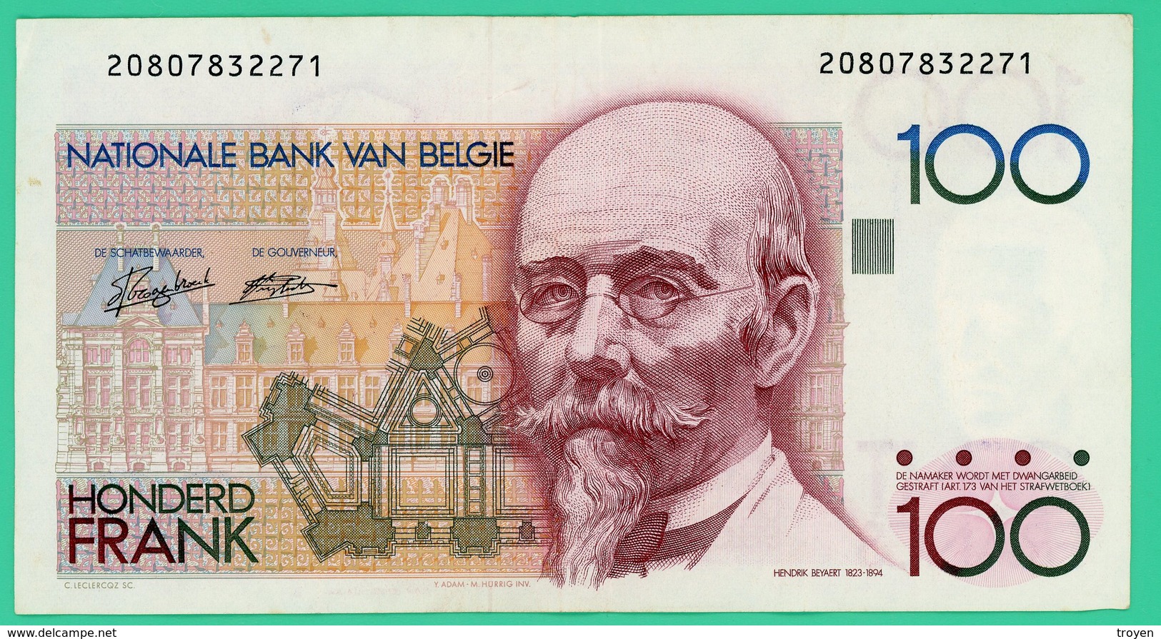 100 Francs - Belgique - N° 20807832271 - TB+ - - 100 Franchi