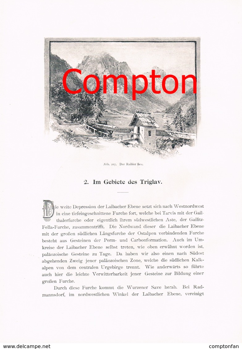 344 E.T.Compton Triglav Veldes Trenta Artikel Mit 11 Bildern 1896 !! - Historische Documenten