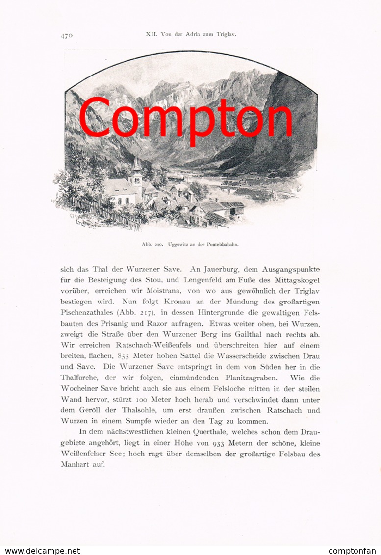 344 E.T.Compton Triglav Veldes Trenta Artikel Mit 11 Bildern 1896 !! - Historische Documenten