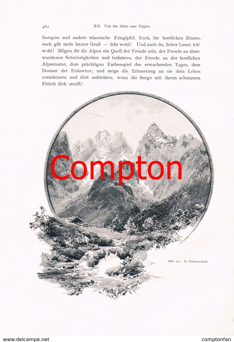 344 E.T.Compton Triglav Veldes Trenta Artikel mit 11 Bildern 1896 !!