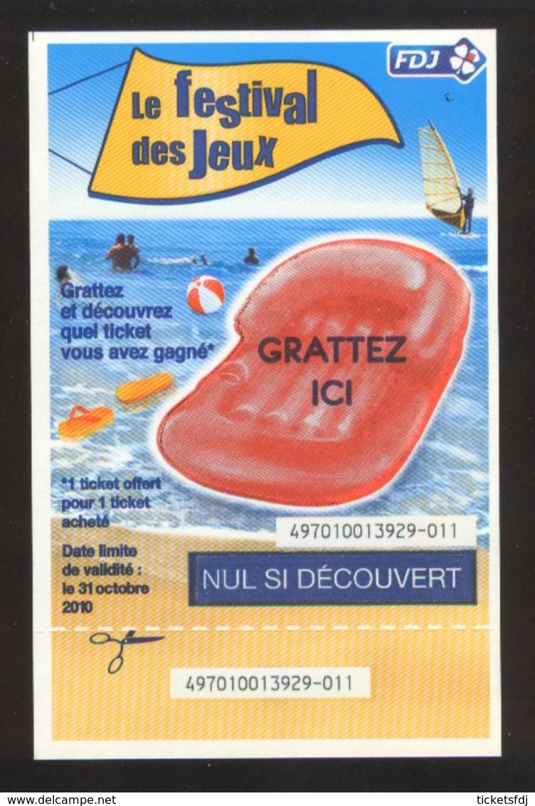 Grattage FDJ - FRANCAISE DES JEUX - FESTIVAL DES JEUX 49701 Non Gratté - Billets De Loterie