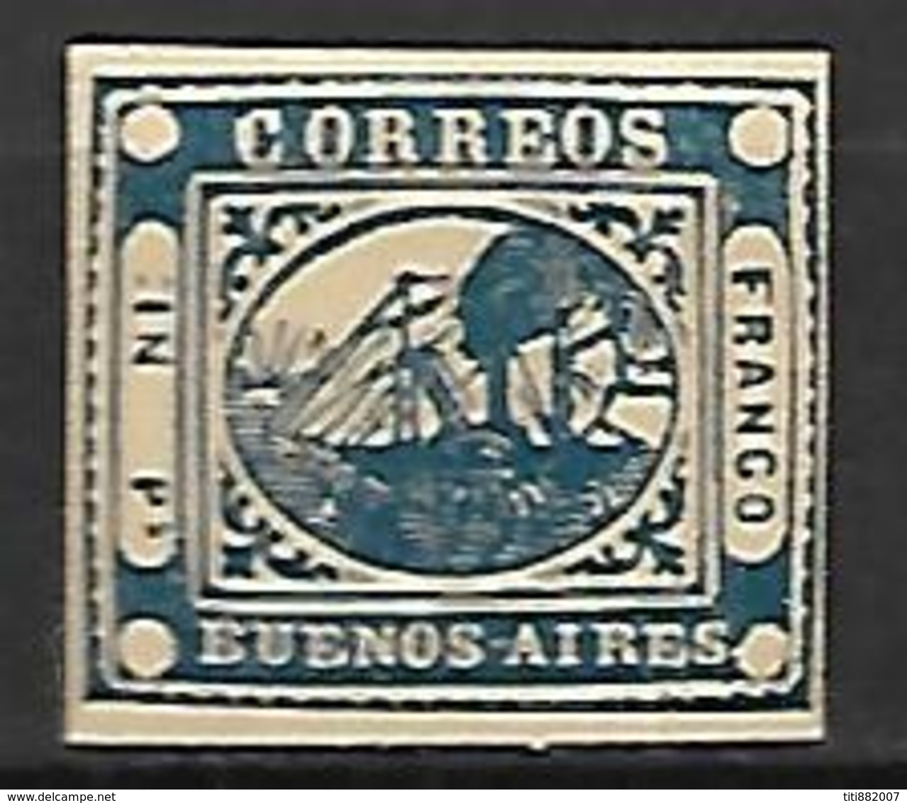 BUENOS AIRES   -    1859 .  Y&T N° 7 (*) .  Bateau à Vapeur. - Buenos Aires (1858-1864)