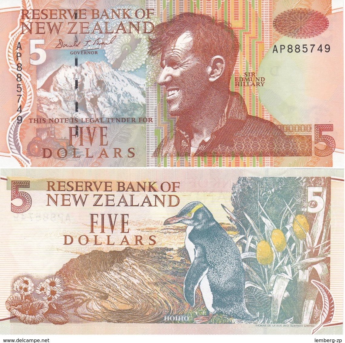 New Zealand - 5 Dollars 1992 UNC Pick 177 Lemberg-Zp - Nieuw-Zeeland