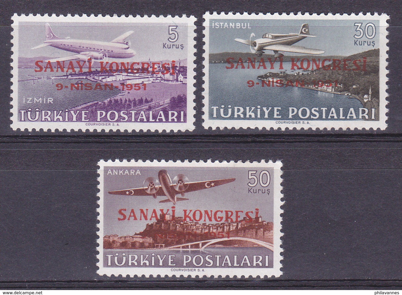 Turquie,Aérien  N°22/24,   Neuf **, 1951, Cote 8.25€ (W1903/T071) - Luftpost