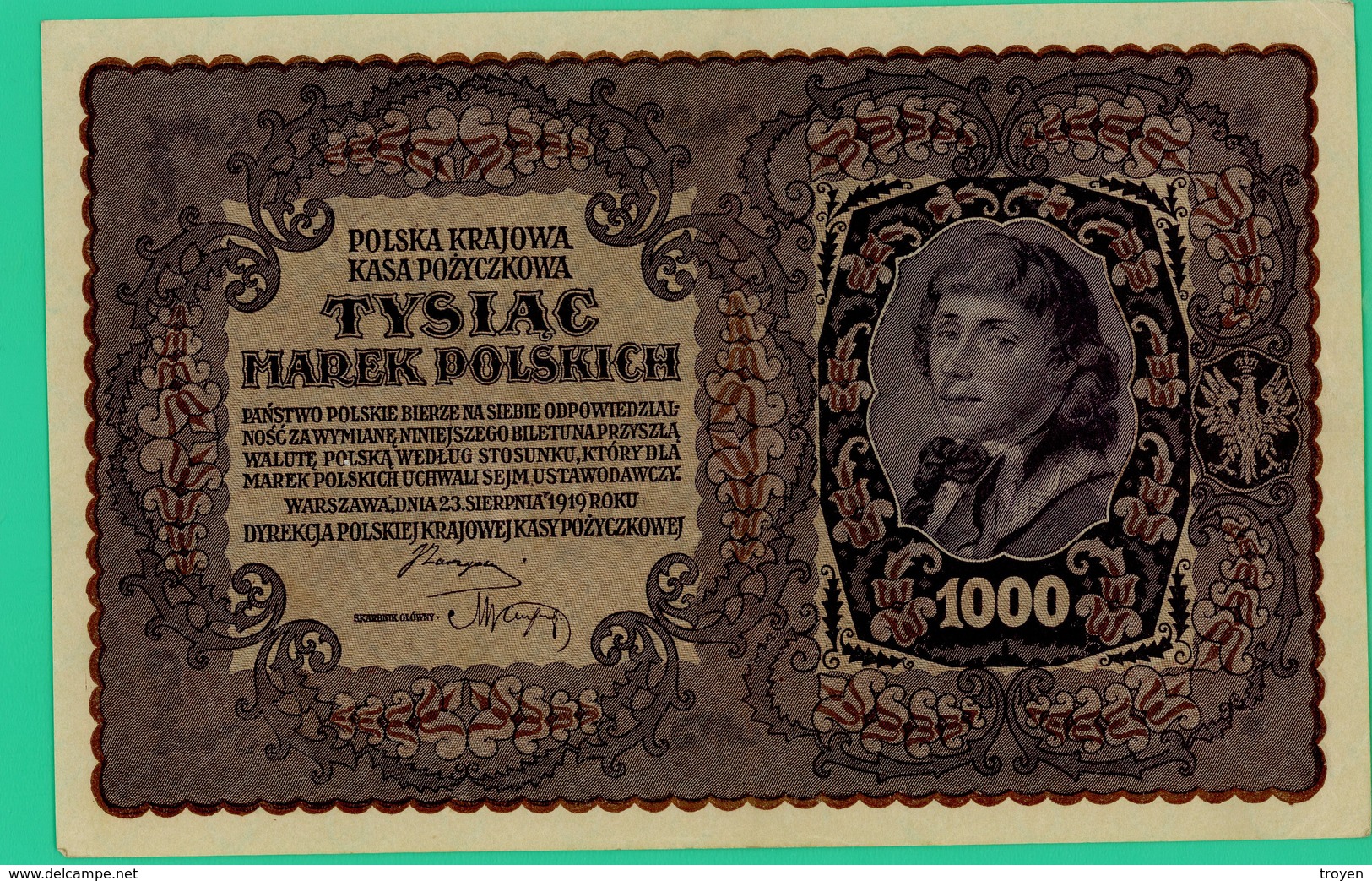 1000 Marek - Pologne - 1919 - N° 707581 / III Seria S - TTB - - Polen