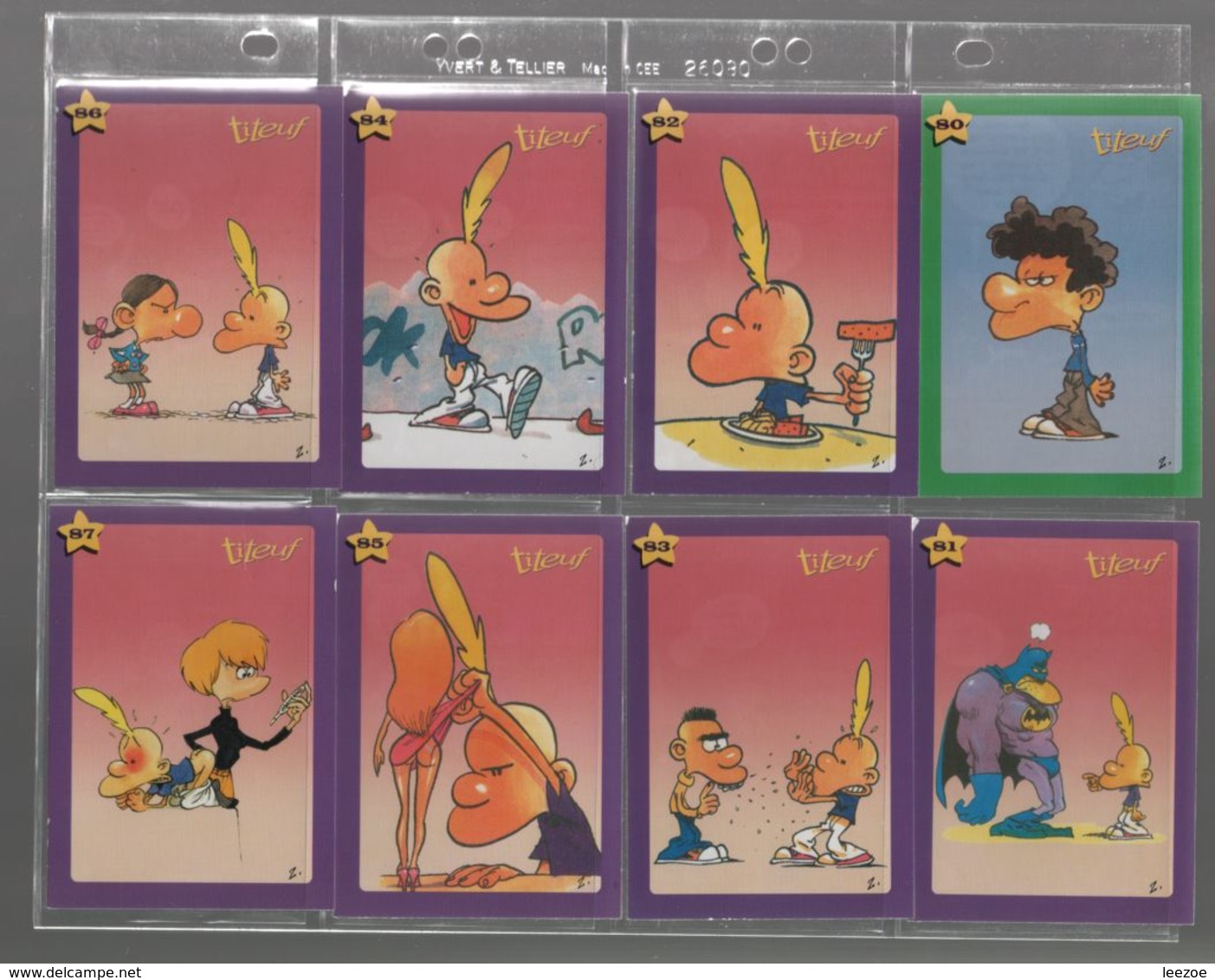 BD par ZEP: cartes titeuf, panini non autocollantes (63 cartes)