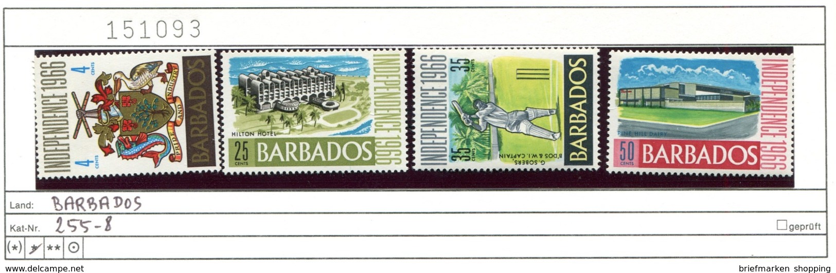 Barbados 1967 - 255-258 - * Falz/charn. - Barbados (1966-...)