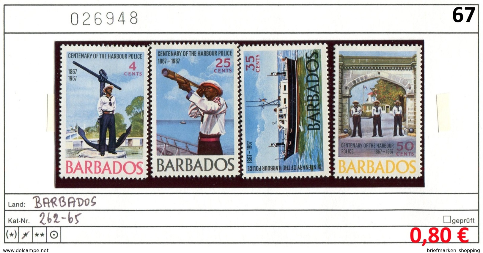 Barbados - 262-265 - * Falz/charn. - Barbades (1966-...)