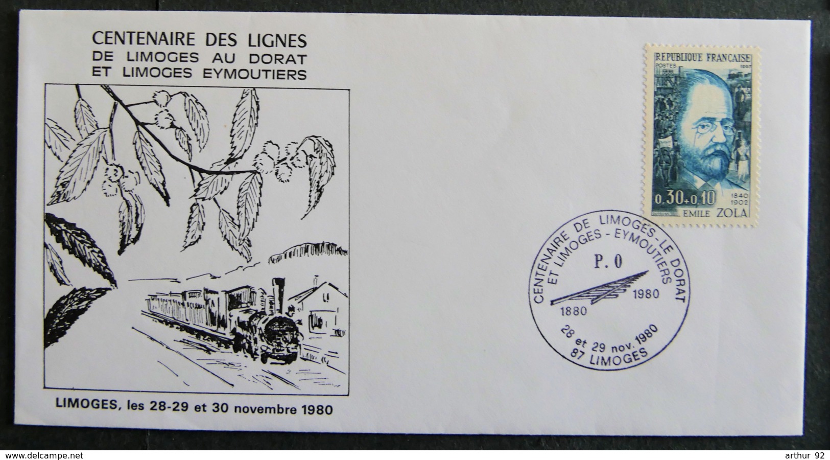 FRANCE - 1980 -CENTENAIRE DES LIGNES  DE LIMOGES AU DORAT ET LIMOGES A EYMOUTIERS - 1961-....