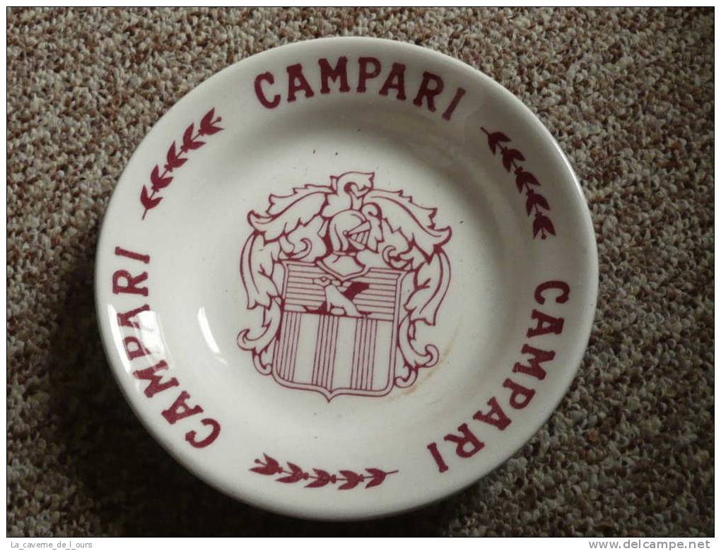 CENDRIER Soucoupe Publicitaire Céramique Faience Porcelaine GIEN, CAMPARI, Apéritif, Blason - Cendriers