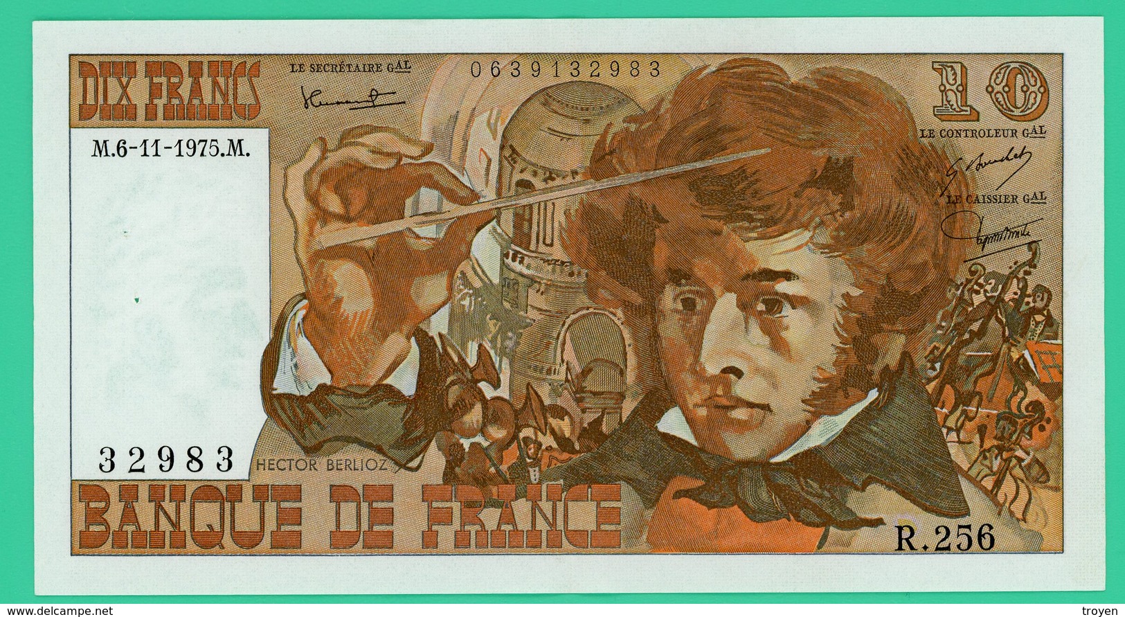 10 Francs - France - Berlioz -  N° R.256/32983 - M.6-11-1975.M.. -Sup - - 10 F 1972-1978 ''Berlioz''