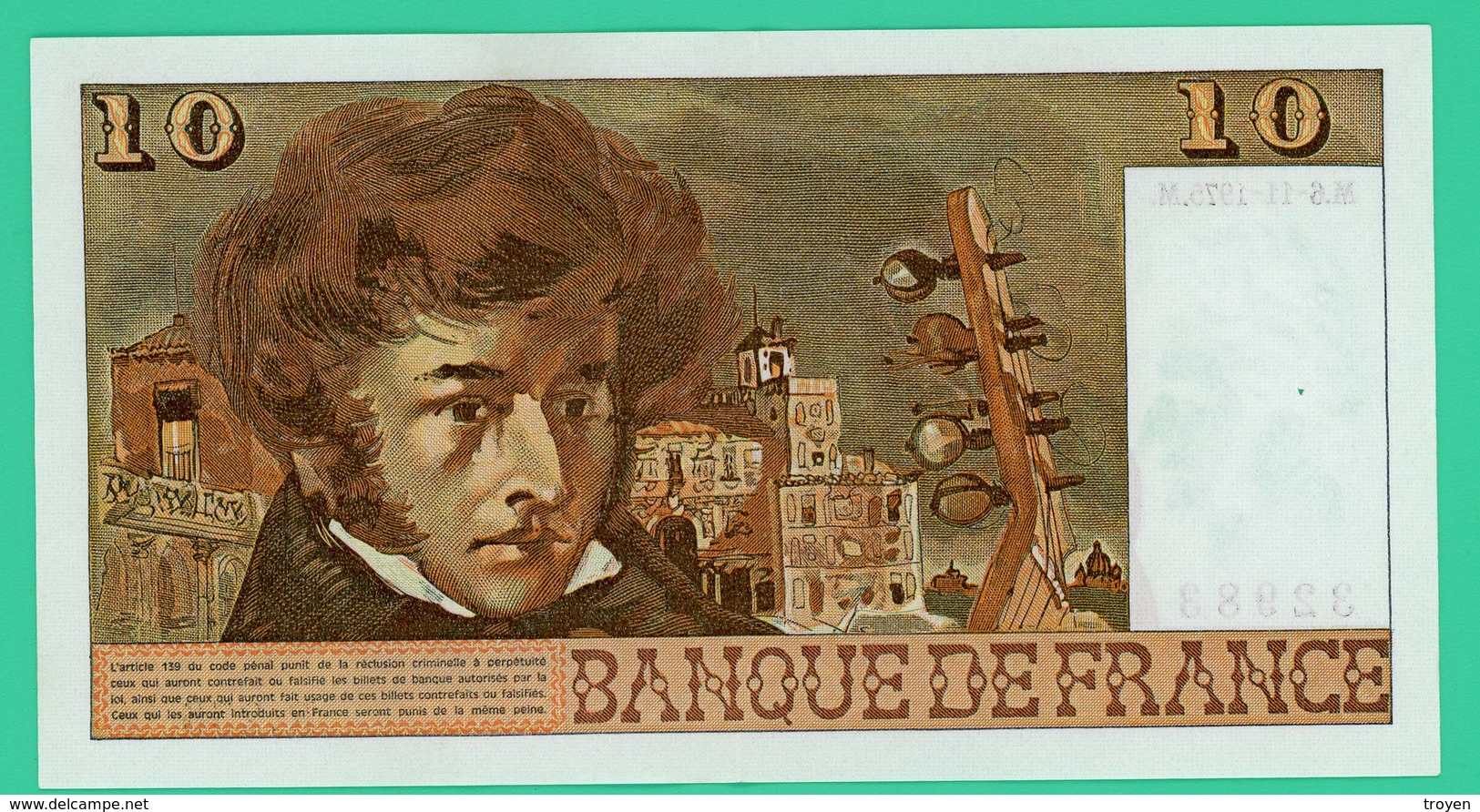 10 Francs - France - Berlioz -  N° R.256/32983 - M.6-11-1975.M.. -Sup - - 10 F 1972-1978 ''Berlioz''