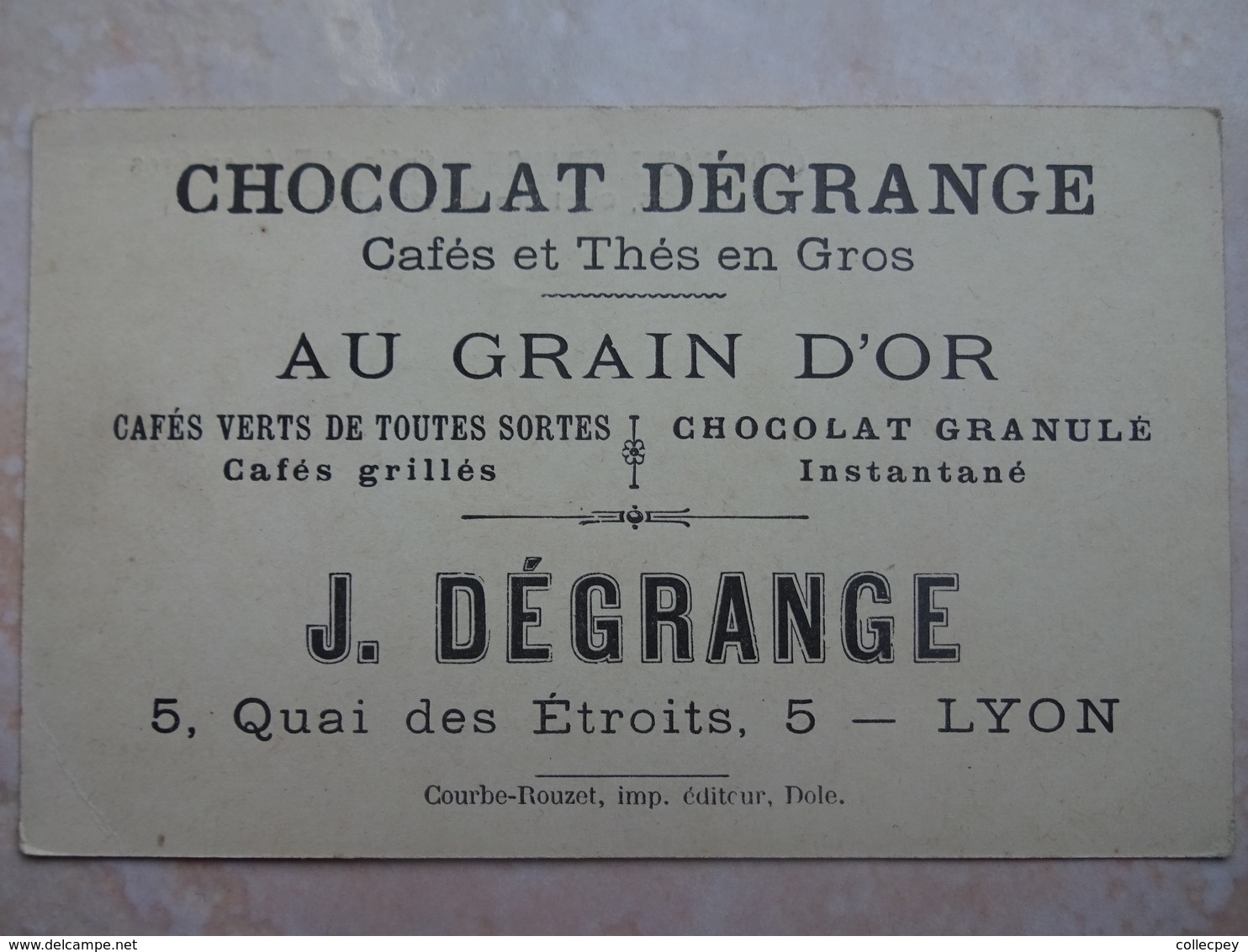 Chromo LYON Chocolat DEGRANGE - Carte à Jouer 6 Pique - Autres & Non Classés