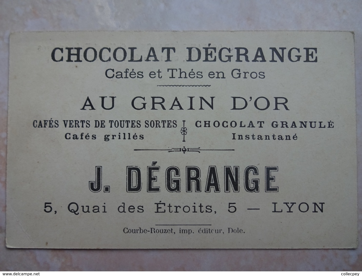 Chromo LYON Chocolat DEGRANGE - Carte à Jouer 2 Trêfle Cyclisme Vélo Le Pneu Crevé - Autres & Non Classés