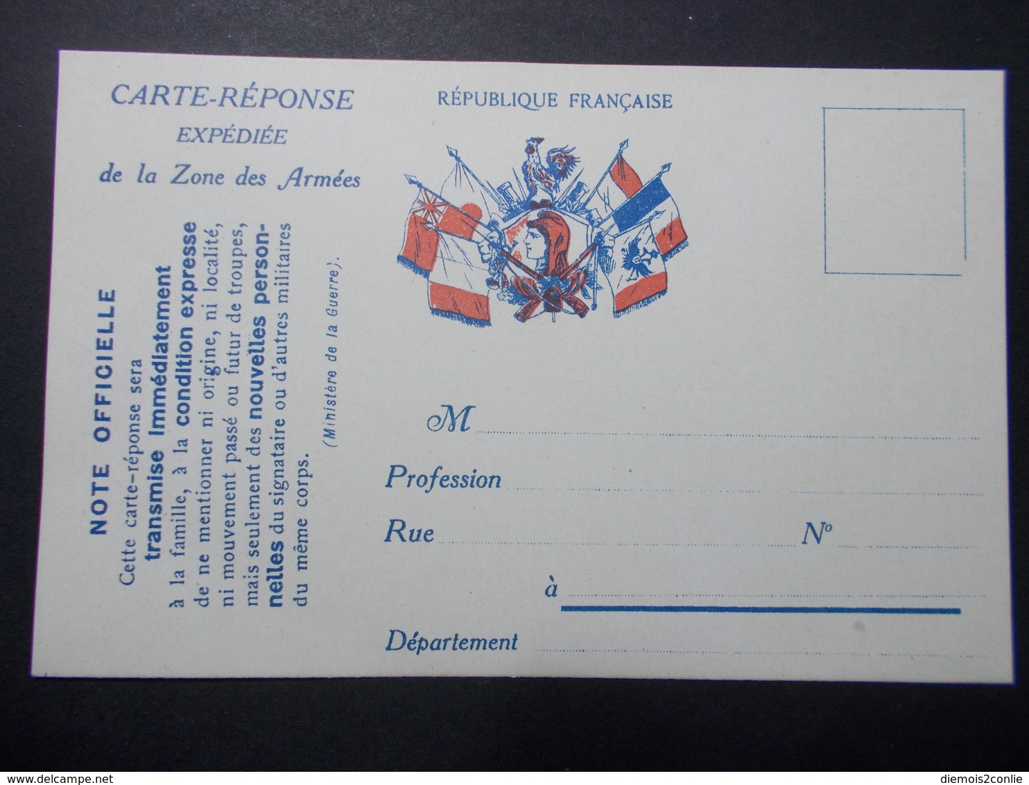 Marcophilie  Cachet Lettre Obliteration - Carte Réponse Expédiée De La Zone Des Armées (2272) - Lettres & Documents