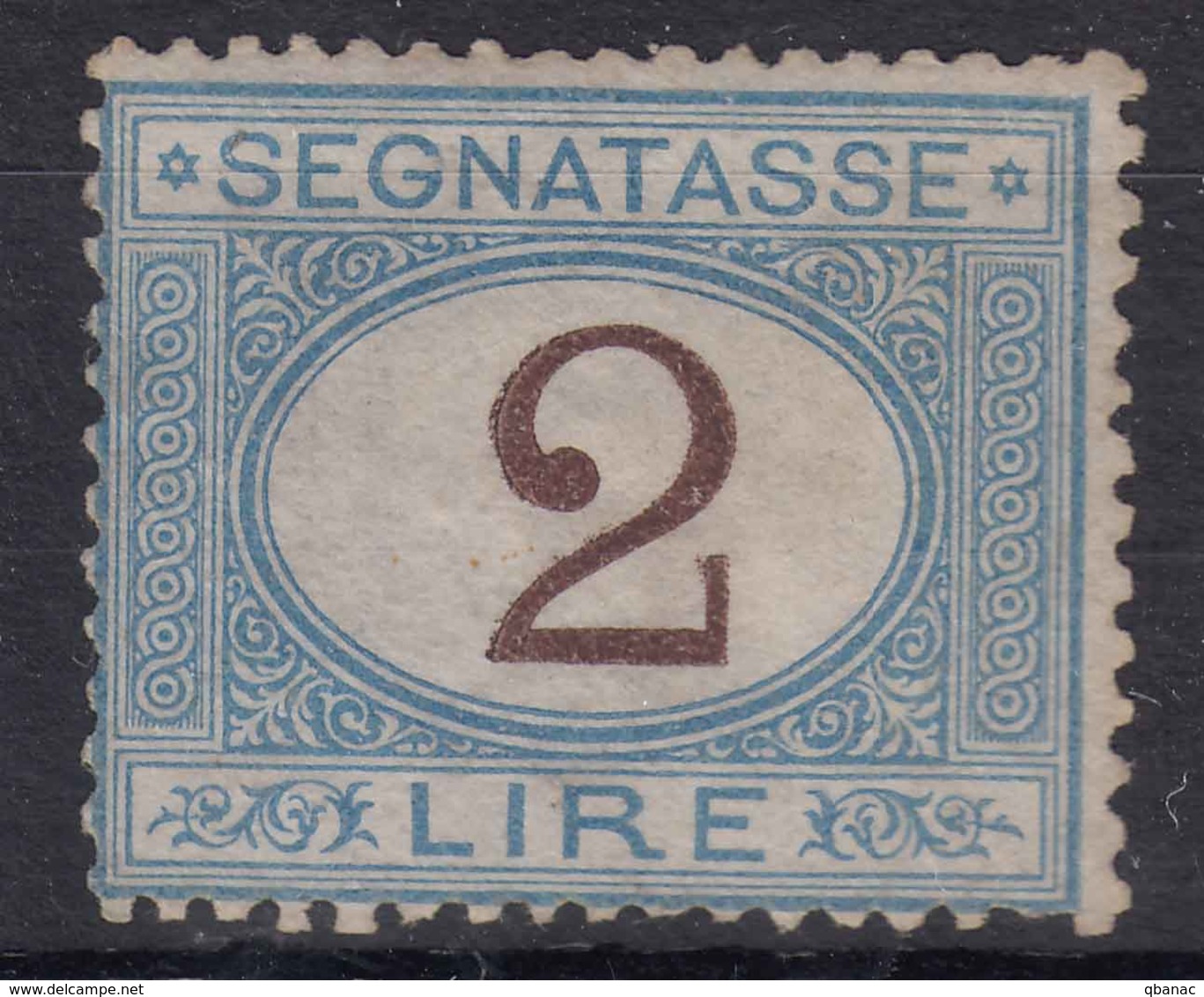 Italy 1870 Porto Segnatasse Sassone#12 Mi#12, 2 Lire, Mint Hinged - Segnatasse