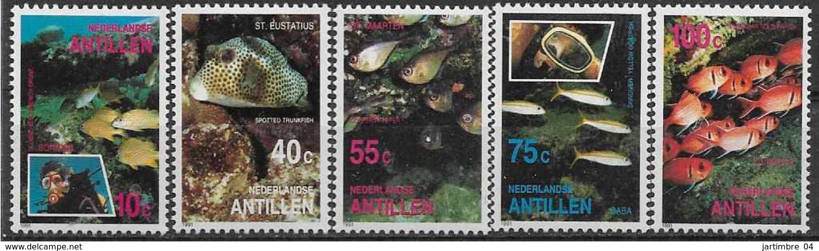 1991 ANTILLES NEERLANDAISES 893-97 ** Vie Sous-marine, Poissons - Curaçao, Antilles Neérlandaises, Aruba