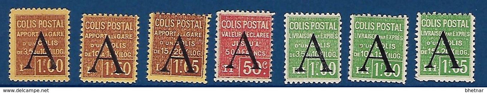 FR Colis Postaux YT 81 à 87 " Timbres Surchargés A " 1928 Neuf* - Ungebraucht