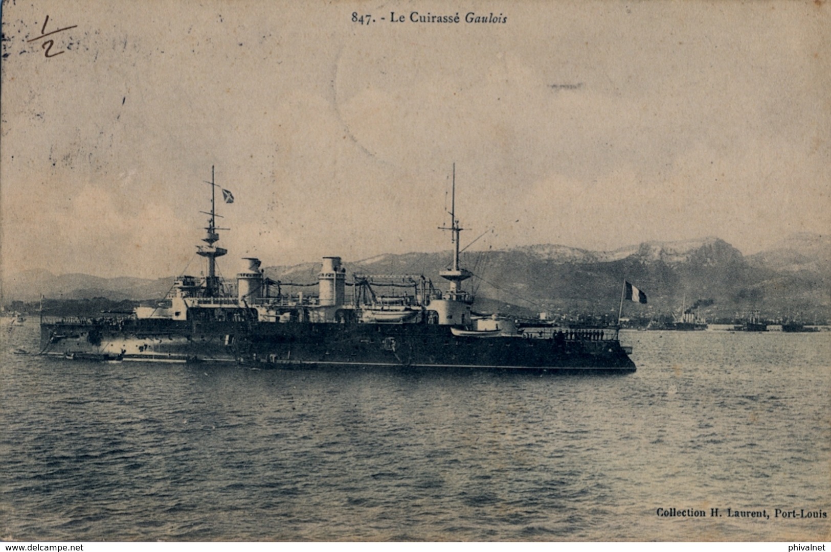 1906 , TARJETA POSTAL CIRCULADA , NANTES - COIMBRA , REDIRIGIDA A PENACOVA - LE CUIRASSÉ GAULOIS , BARCOS , SHIPS - Warships