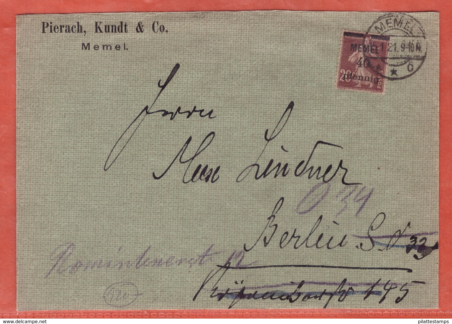 MEMEL LETTRE DE 1921 DE MEMEL POUR BERLIN ALLEMAGNE - Briefe U. Dokumente