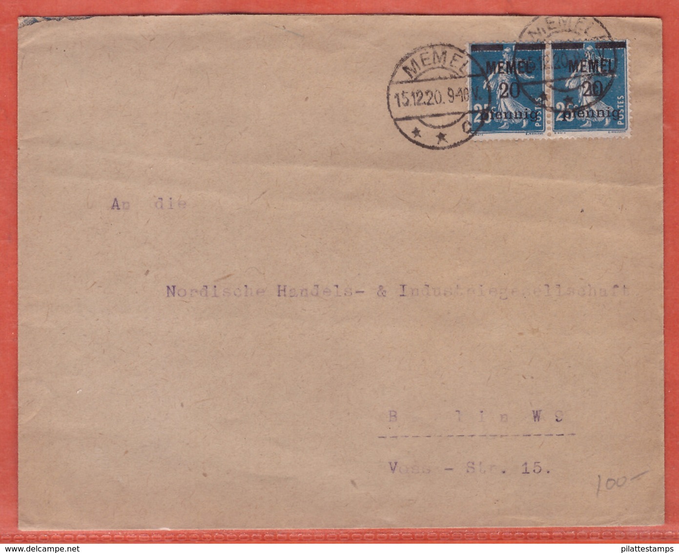 MEMEL LETTRE DE 1920 DE MEMEL POUR BERLIN ALLEMAGNE - Lettres & Documents