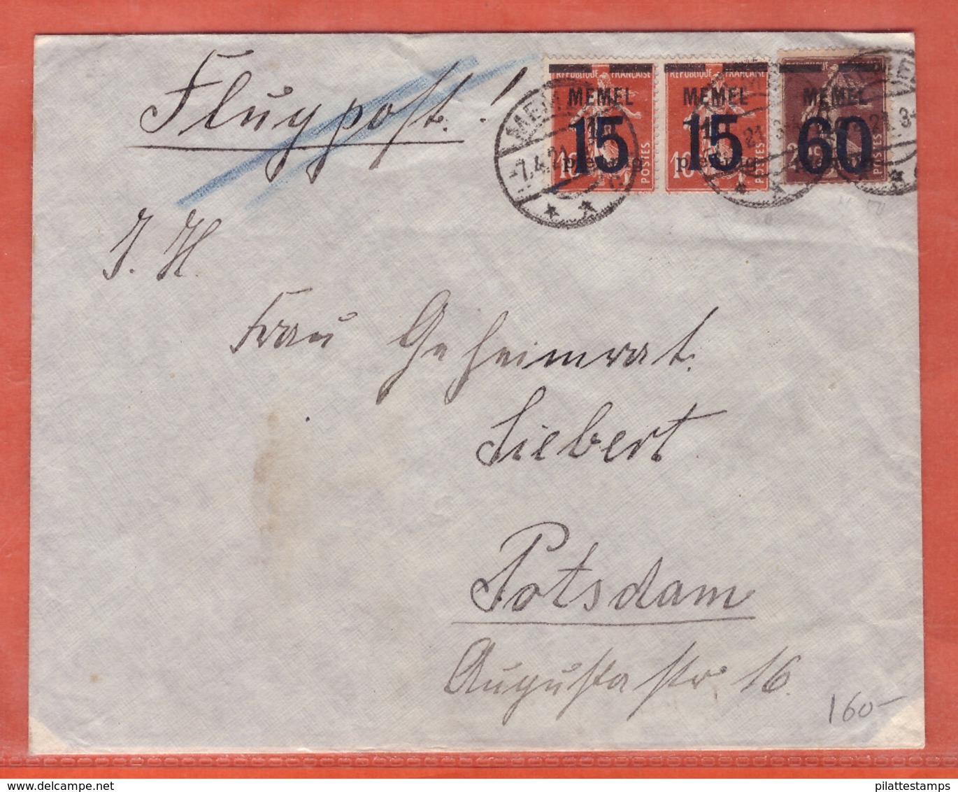 MEMEL LETTRE DE 1921 DE MEMEL POUR POSTDAM ALLEMAGNE - Briefe U. Dokumente