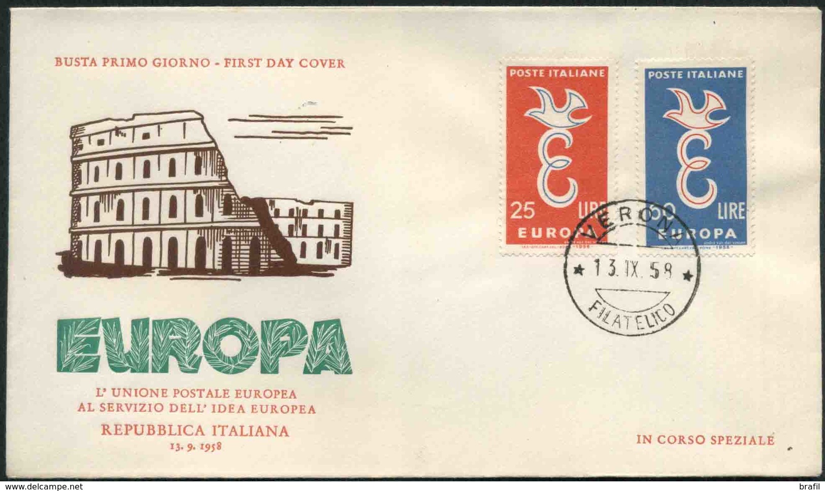1958 Europa C.E.P.T., F.D.C. Italia - 1958