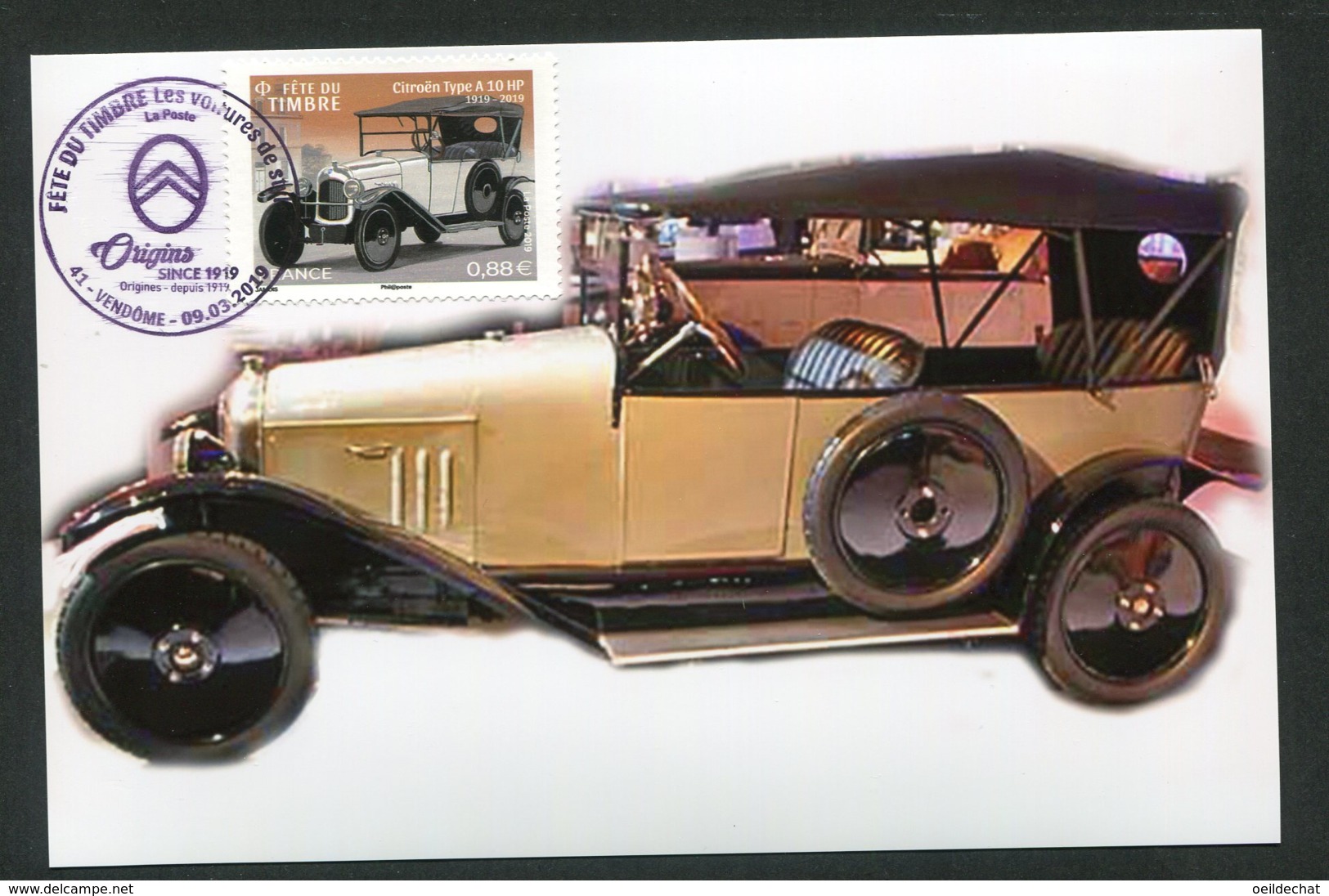 11755 FRANCE  N° ? C.M  Citroën Type A 10 HP De 1919  Fête Du Timbre 2019   P.J  Vendôme    Du 9.3.2019   TTB - 2010-2019