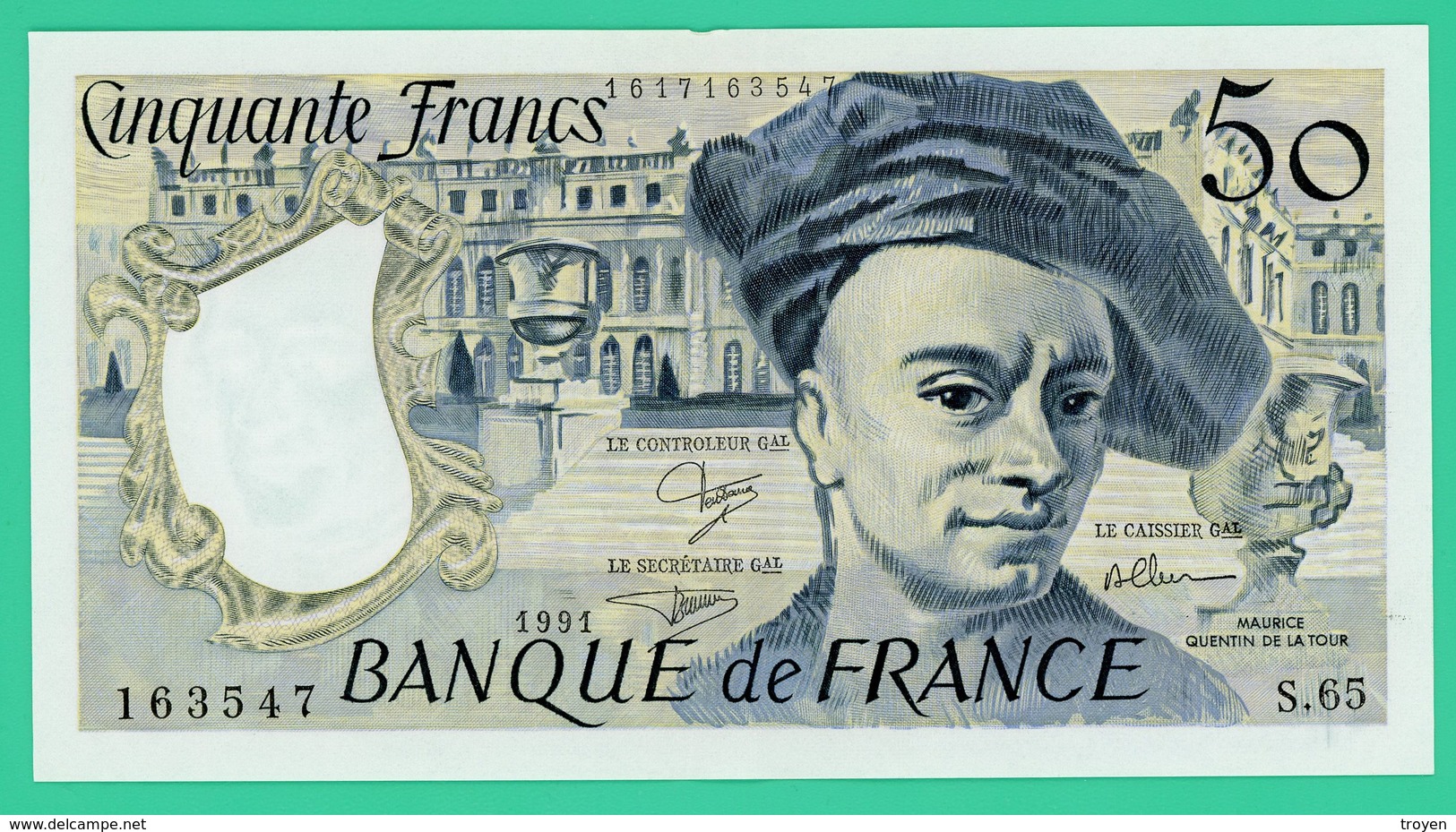 50 Francs - France - Quentin De La Tour - N° S.65:163547 - 1991 -Sup - - 50 F 1976-1992 ''quentin De La Tour''