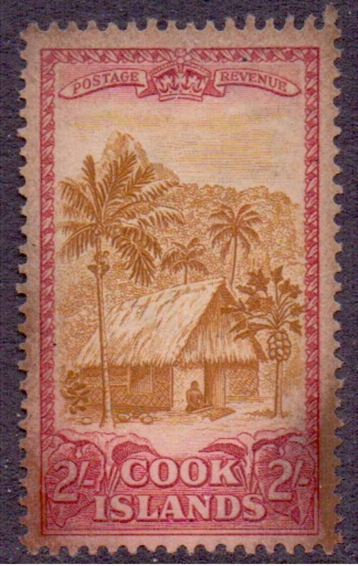 COOK ISL. 1949 Native Hut And Palms 2s. Mint No Gum, SG 158, C.v. £1.15 - Cook Islands