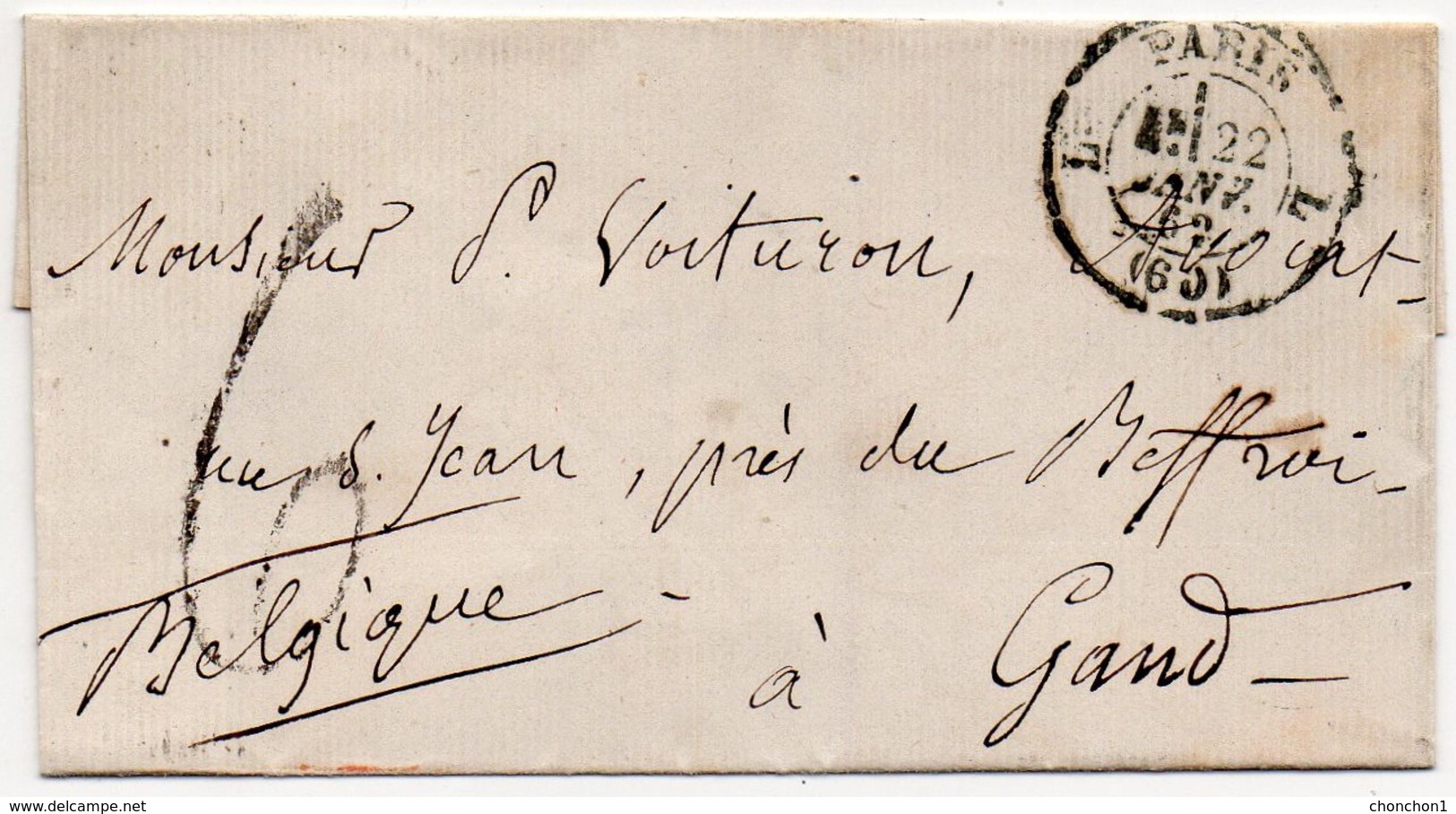 LSC - BELGIQUE FRANCE - PARIS Vers GAND - 1862 - FRANCE PAR MOUSCRON- AA6 - Bureaux De Passage