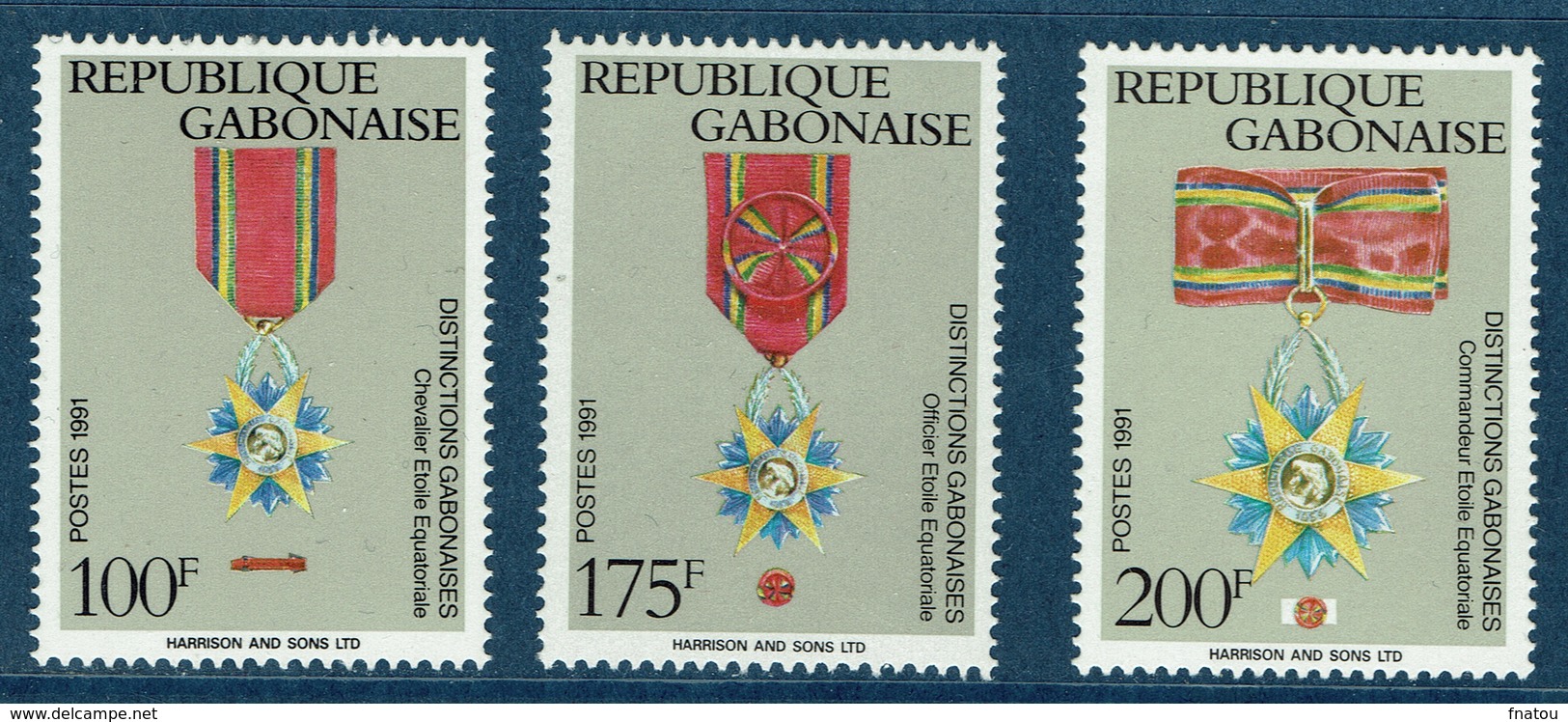 Gabon, Gabonese Medals, 1991  MNH VF  Complete Set Of 3 - Gabón (1960-...)