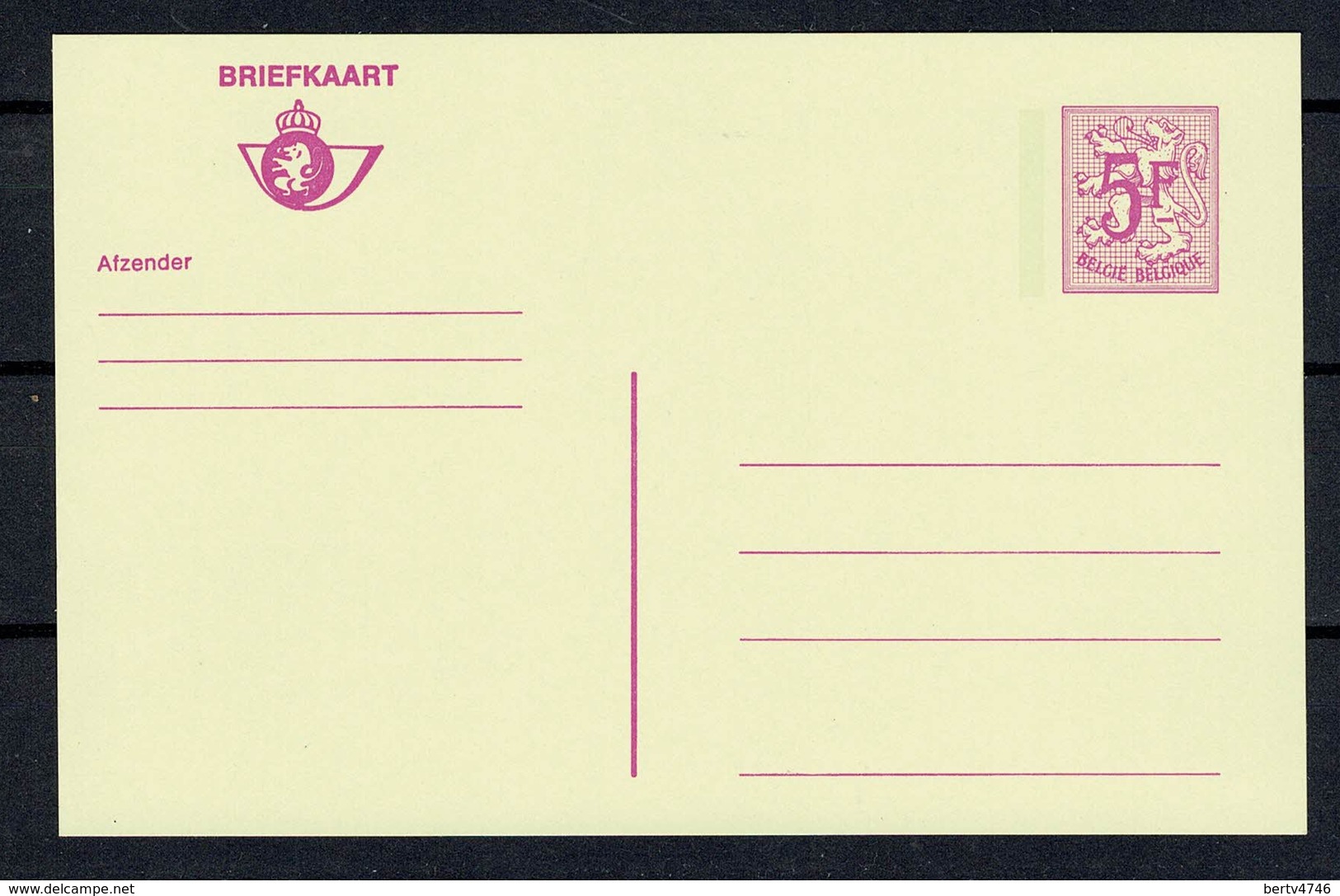 Belg. Pk Heraldieke Leeuw / Cp  Lion Héraldique   5,00 F  Nieuw / Neuf - Cartes Postales 1951-..