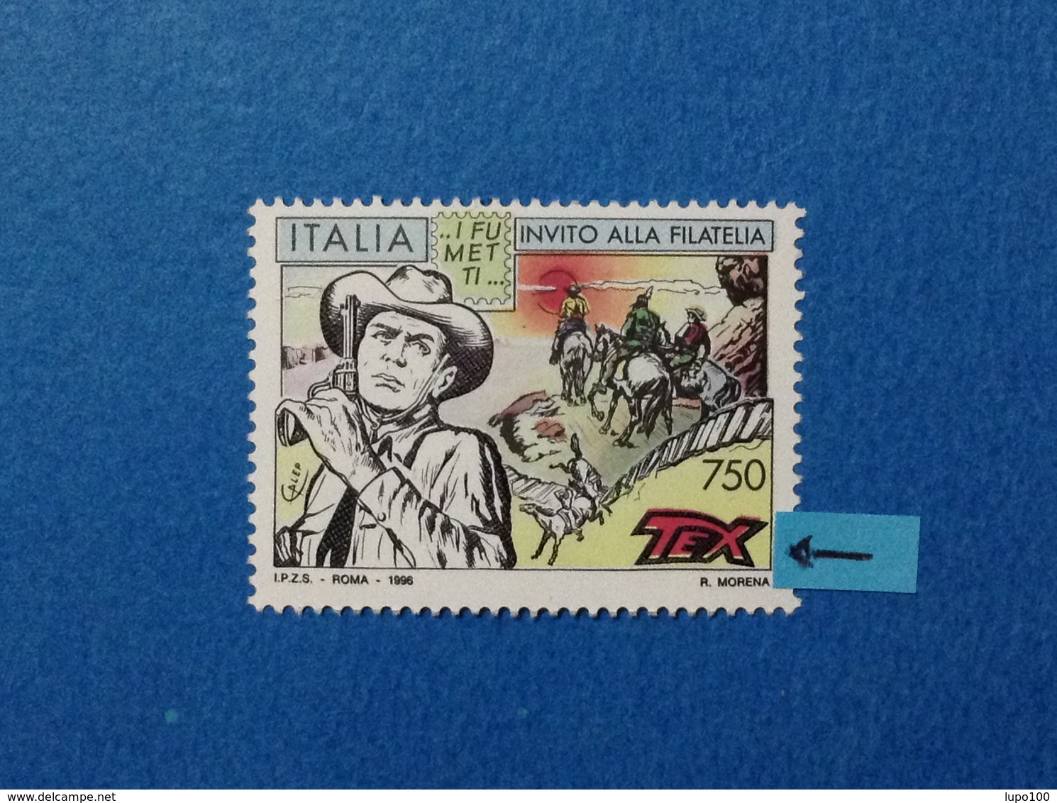 1996 ITALIA FRANCOBOLLO NUOVO STAMP NEW MNH** FUMETTI TEX VARIETA' COLORE ROSSO SPOSTATO IN ALTO - Varietà E Curiosità