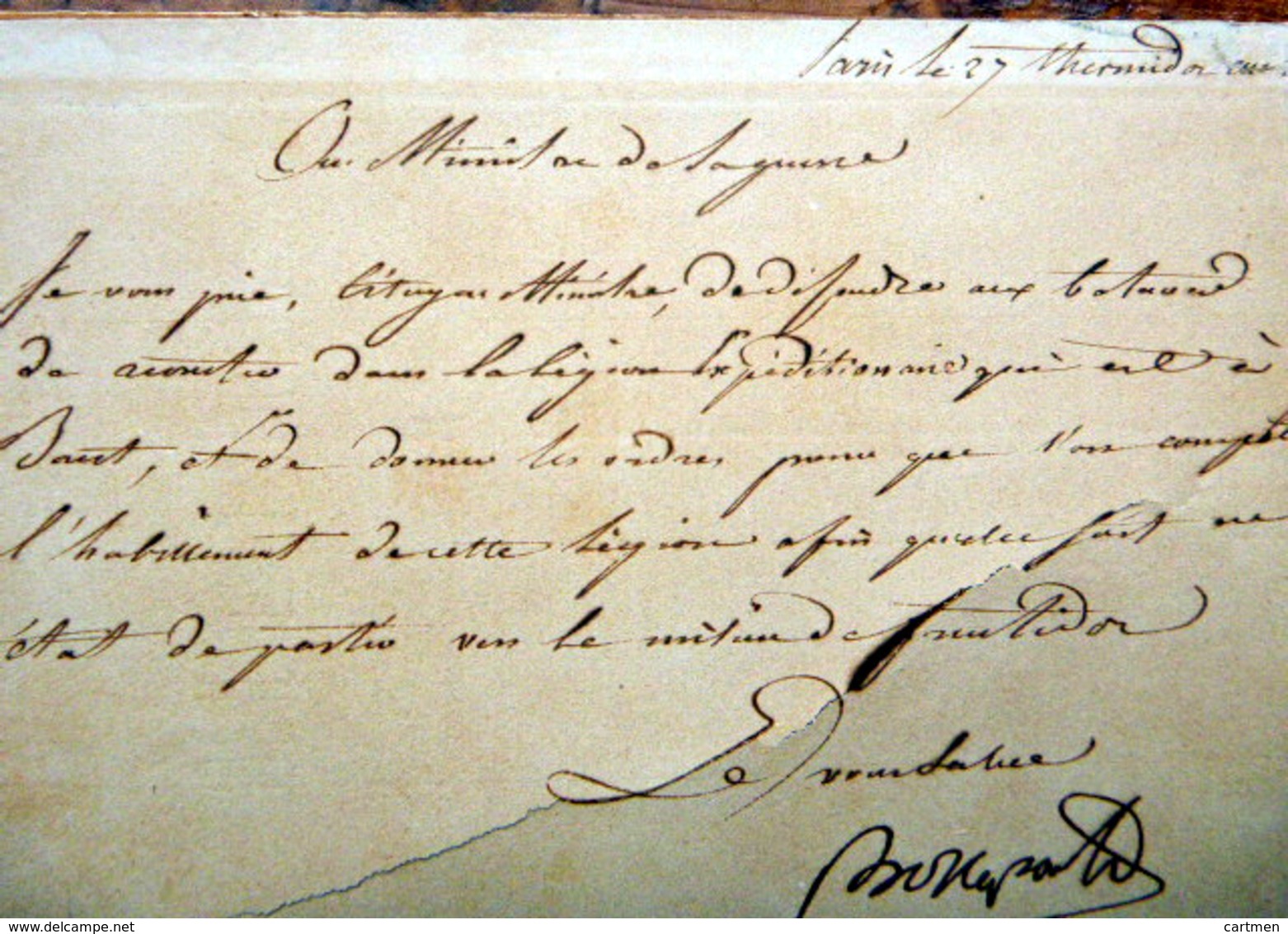 NAPOLEON BONAPARTE LETTRE AUTOGRAPHE SIGNEE DE SA MAIN ADRESSEE AU GENERAL BERTHIER 1790 - Autres & Non Classés