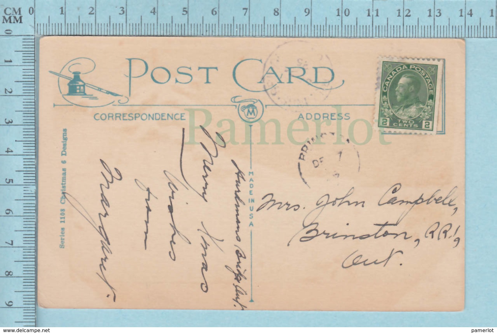 Carte Postale CPA - Happy Christmans- Used Voyagé En 1925  + CND Timbre, Send To Brinston Ont. - Autres & Non Classés