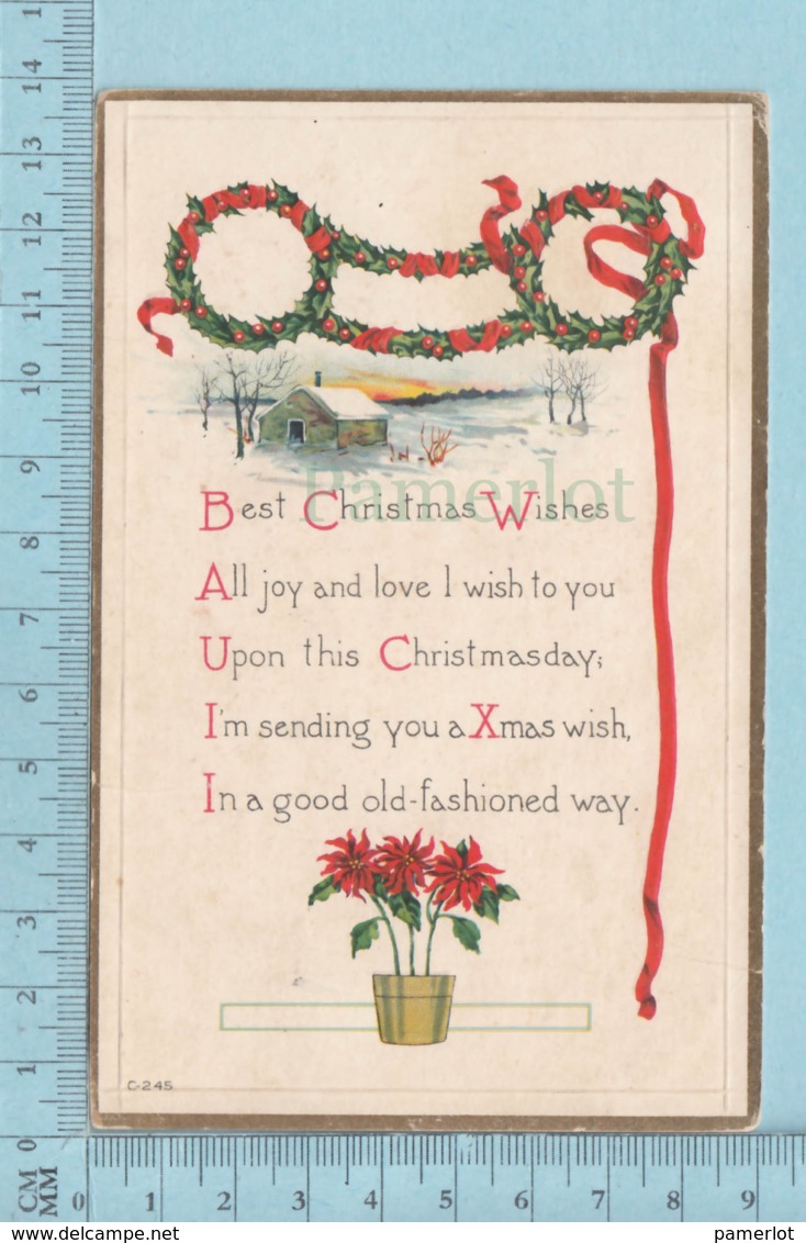 Carte Postale CPA - Wishes Christmans- Used Voyagé En 1923  + CND Timbre, Send ToNeedham Mass - Autres & Non Classés